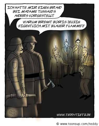 Cartoon: Feuer bei Madame Tussauds 1