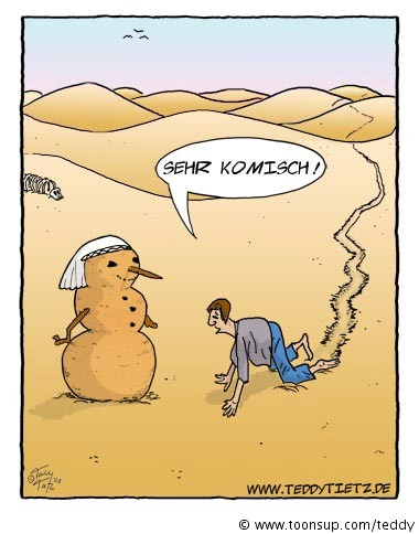 Cartoon: Schneemann in Wüste 1