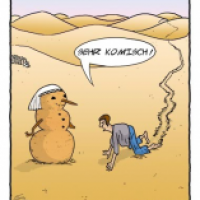 Schneemann in Wüste