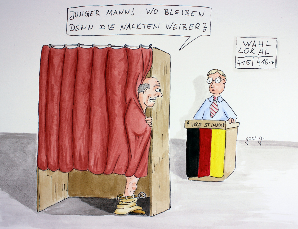 Cartoon: Wahllokal 1