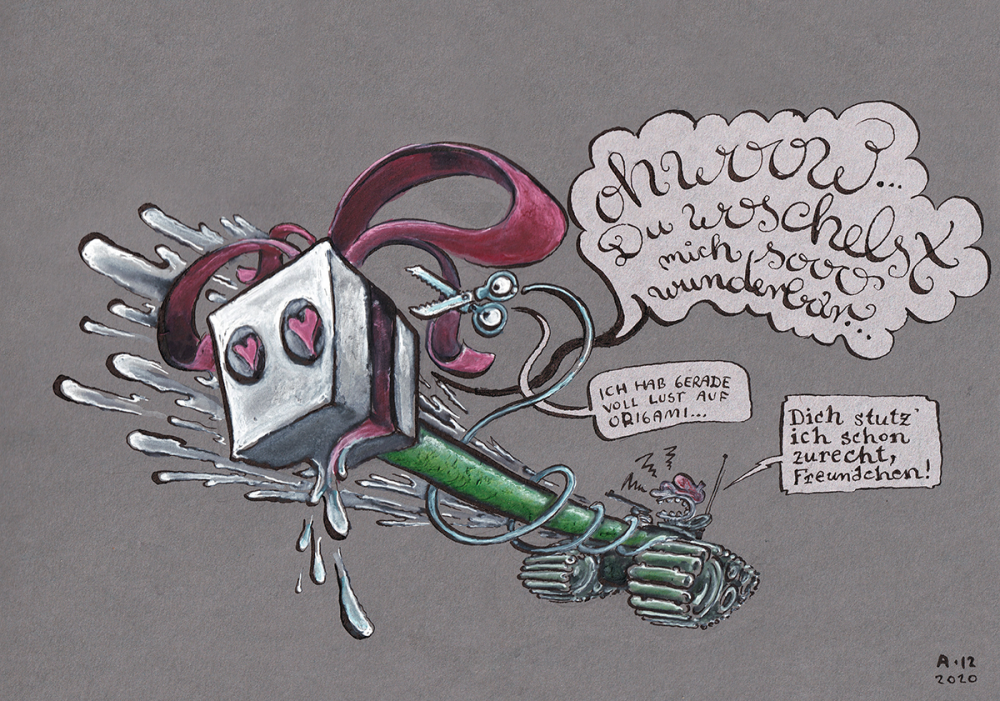 Cartoon: Rasenmäher-Origami 1