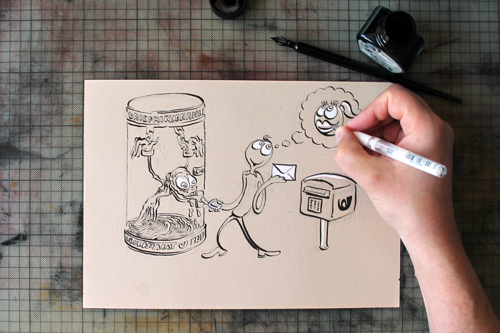 Cartoon: Briefmarkenableckautomat (Toonsup Spendenaktion) 2