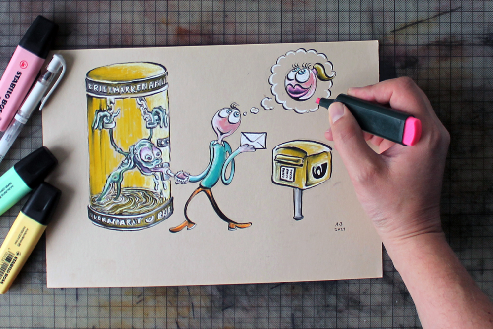 Cartoon: Briefmarkenableckautomat (Toonsup Spendenaktion) 3