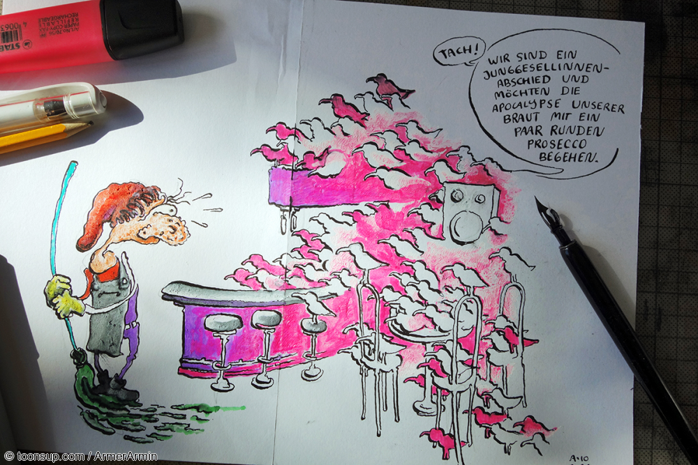 Cartoon: Junggesellinnenabschied 1