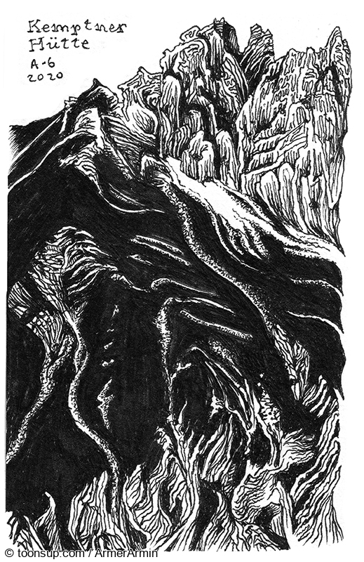 Illustration: Kritzeln + Kraxeln: Großer Krottenkopf (2.656m) und Hornbachkette 3