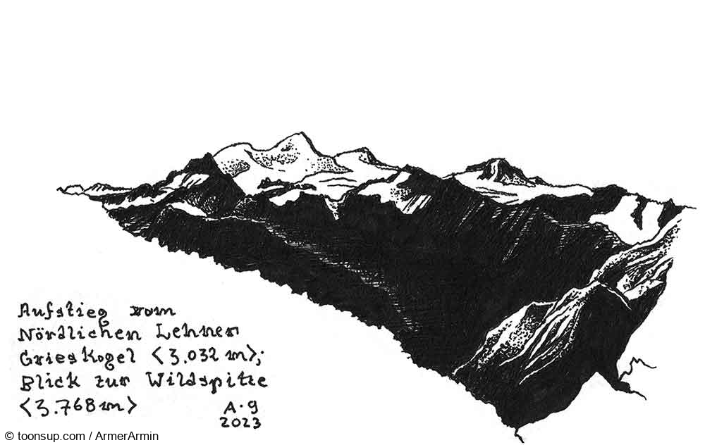 Illustration: Kritzeln + Kraxeln: Nördlicher Lehner Grieskogel (3.032m) über SW-Grat 1