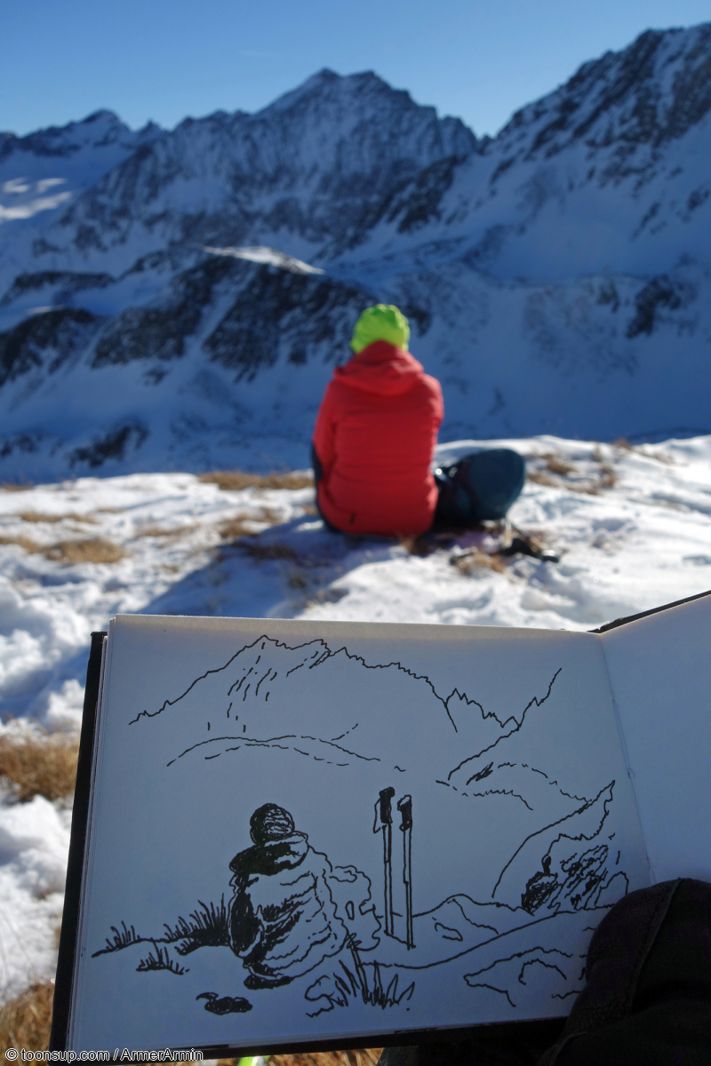 Illustration: Kritzeln + Kraxeln: Breite Scharte (2.770 m) 4