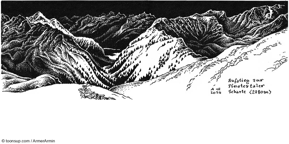 Illustration: Kritzeln + Kraxeln: Finstertaler Scharte (2.777 m) 2