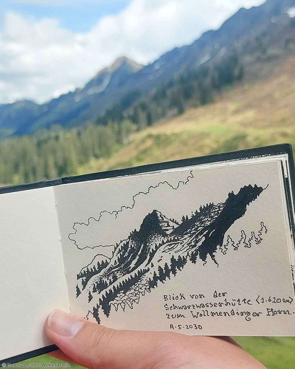 Illustration: Kritzeln + Kraxeln: Schwarzwasserhütte (1.620 m) 2