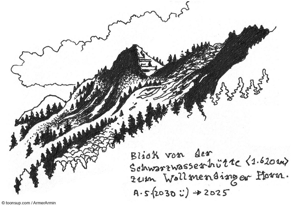 Illustration: Kritzeln + Kraxeln: Schwarzwasserhütte (1.620 m) 1