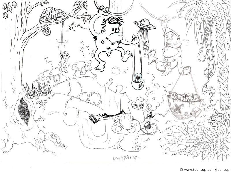 Concept Art / Character Design: Gruppenbild: Dschungel 1