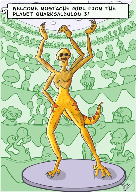 Illustration: Mustache Girl (Miss Alien 73) 1