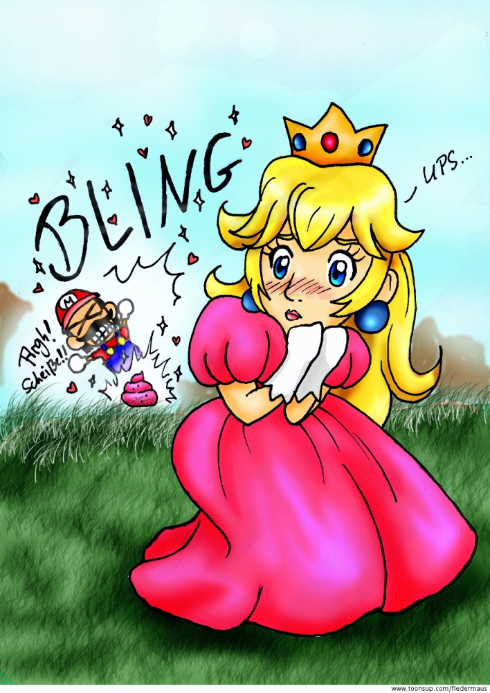 Cartoon: Prinzessin Peach kackt königliche Tretmiene 1