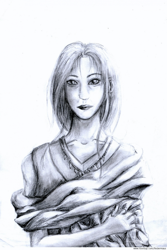 Illustration: Frau mit Schal 1