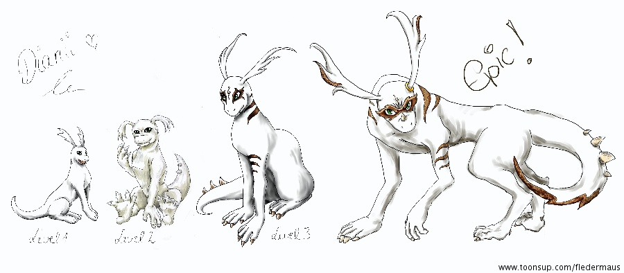 Concept Art / Character Design: Dianii Lv 1 + 2 + 3 + EPIC 2