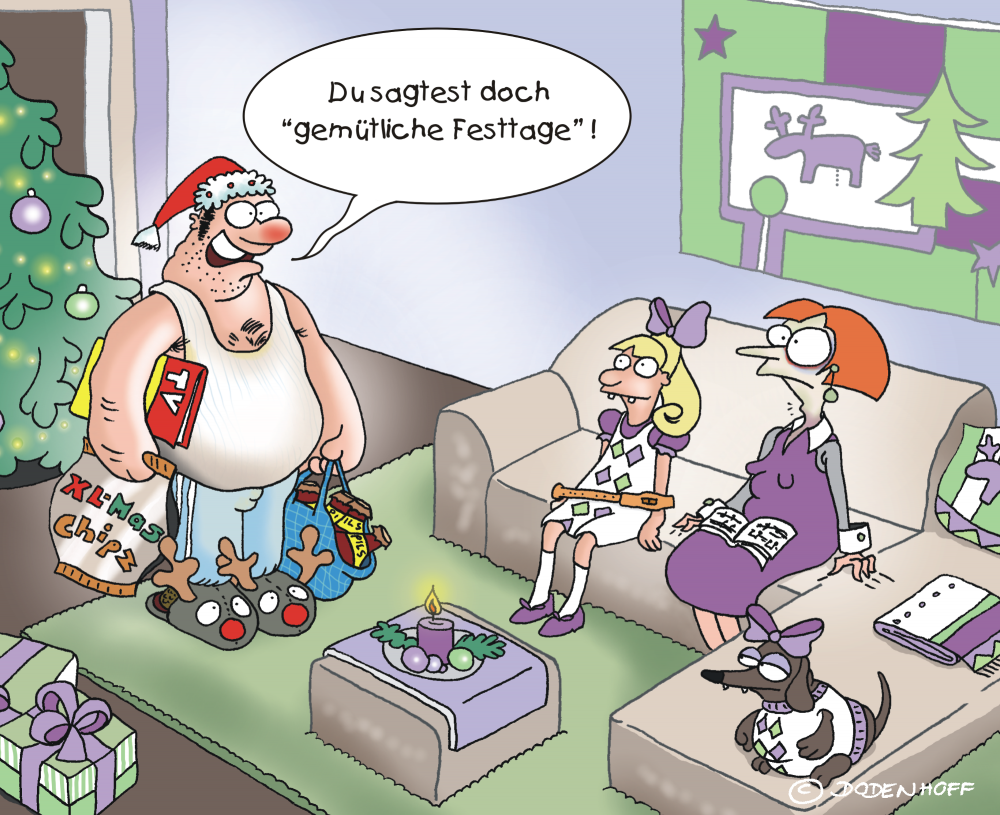 Cartoon: Mother Christmas versus Father Christmas 1