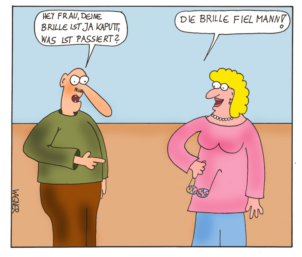 Cartoon: Brille kaputt (Vorsicht sehr flach) 1