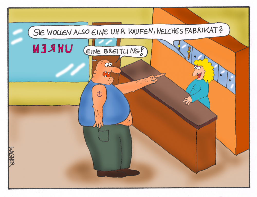 Cartoon: Beim Uhrenhändler 1