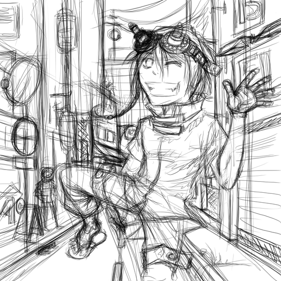 Concept Art / Character Design: Titellos mit Stadt 1