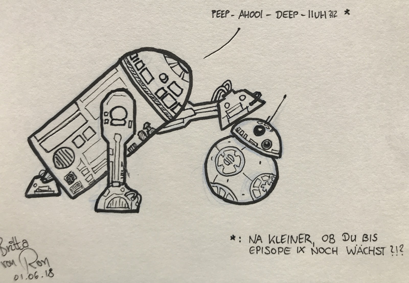 Cartoon: R2-D2 & BB-8 Skizze für Tari 1
