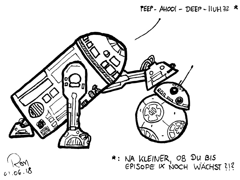 Cartoon: R2-D2 & BB-8 Skizze für Tari 2