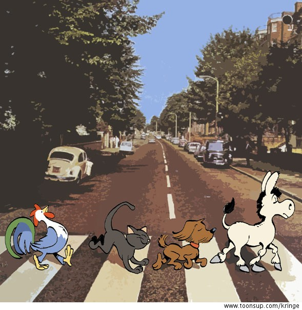 Cartoon: Fab Four on Abbey Road 1