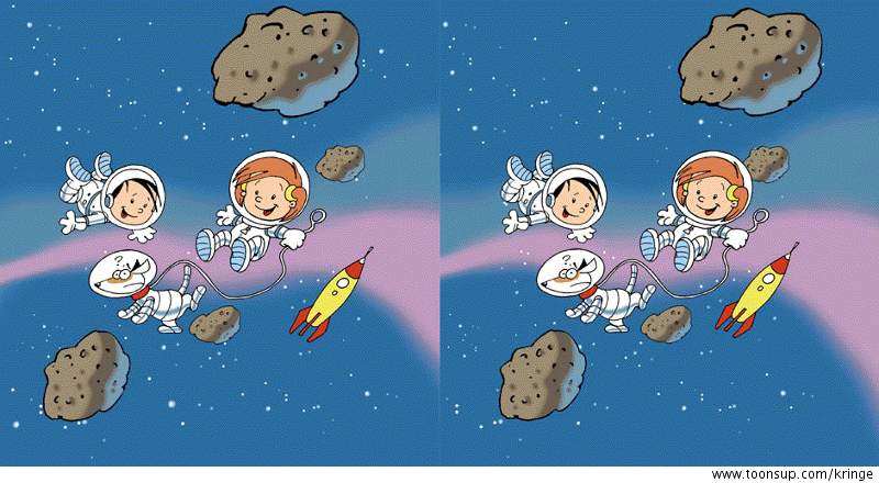 Cartoon: Gassi im Weltraum 3-D 2