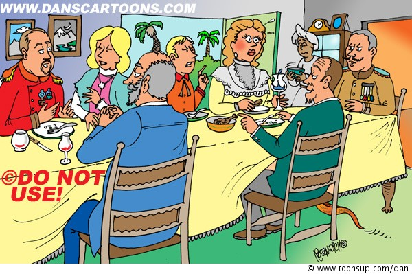 Cartoon: Why is woman startled looking? 1