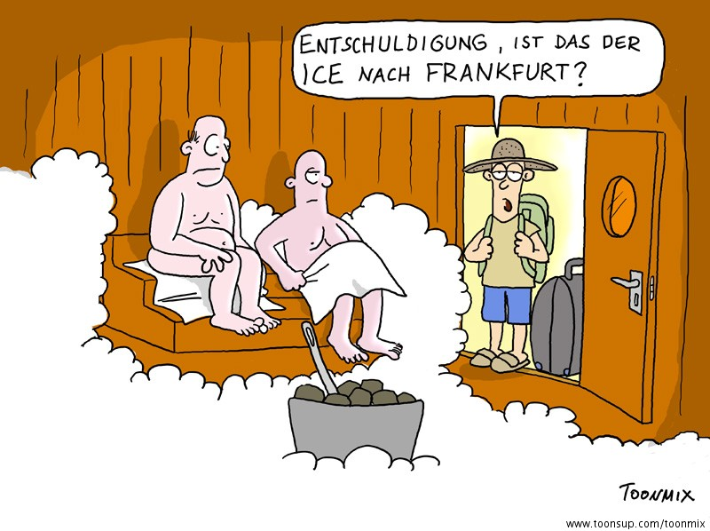 Cartoon: 50 Grad Sauna auf Bahncard 1