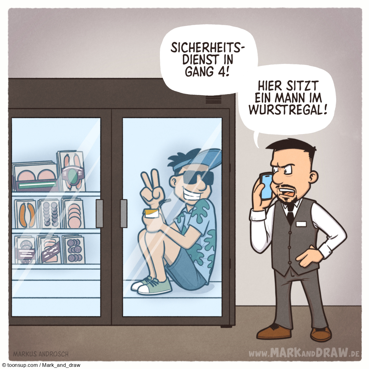 Cartoon: Mann im Wurstregal 1