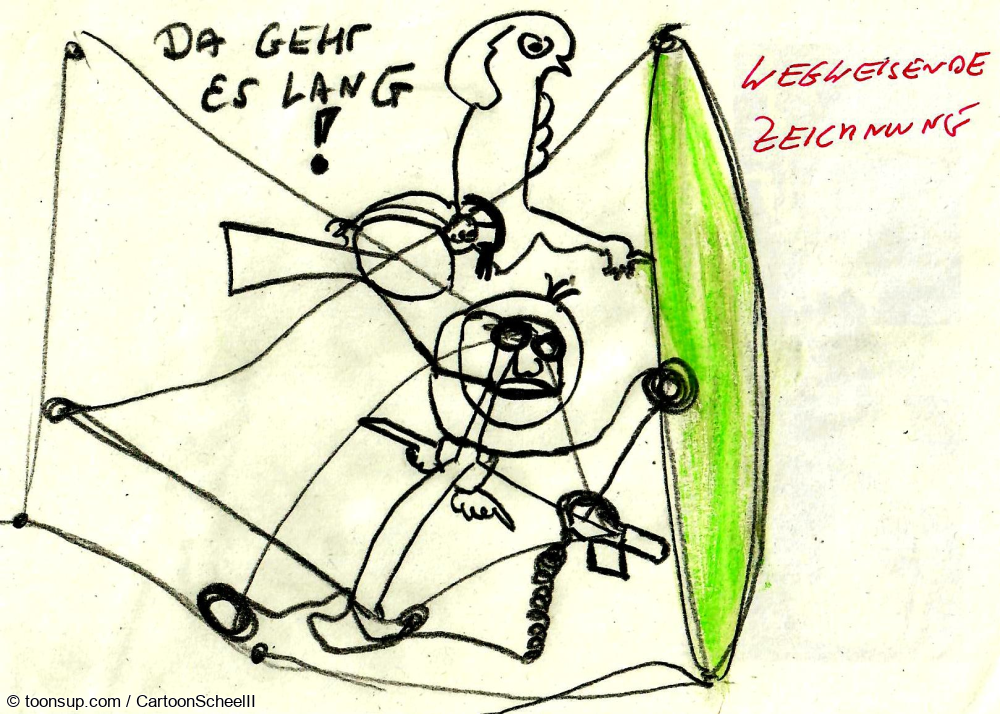 Cartoon: Wegweisende Zeichnung 1