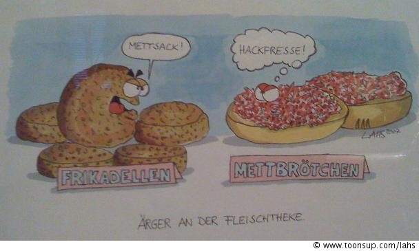Cartoon: Ärger an der Fleischtheke 1