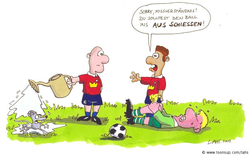 Cartoon: Schwerhörige Fußballer 1