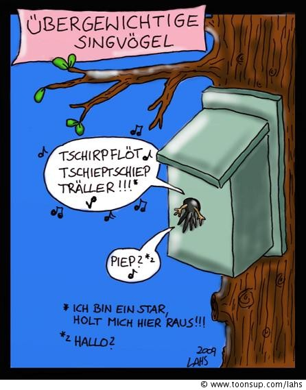 Cartoon: Übergewichtige Singvögel 1