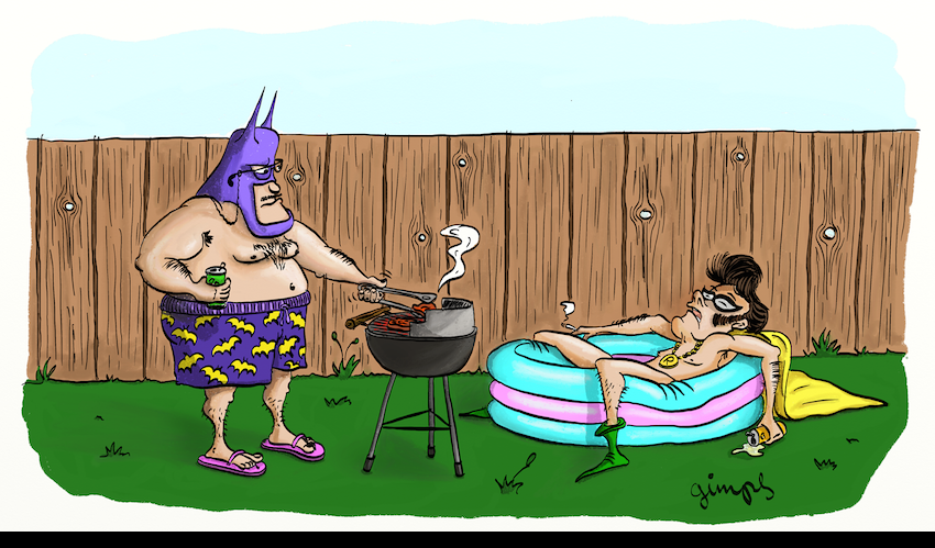 Cartoon: Batman burns...  meat 1