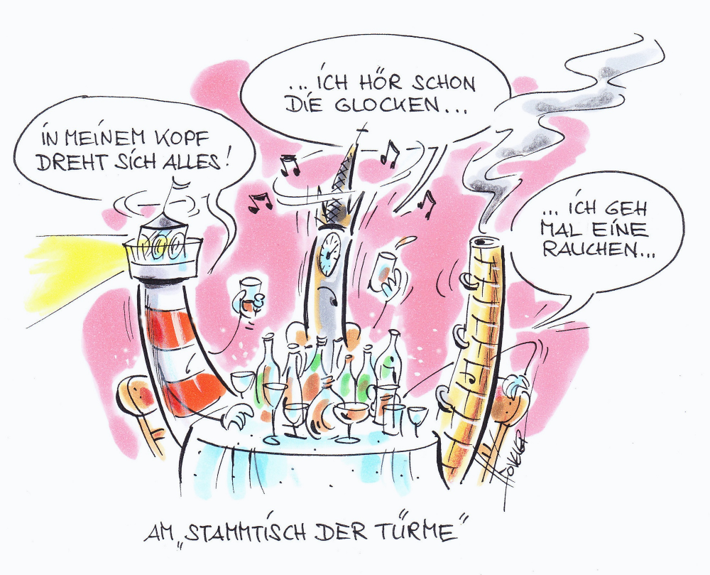 Cartoon: Stammtisch der Türme 1