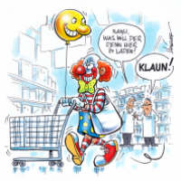 Clown im Supermarkt
