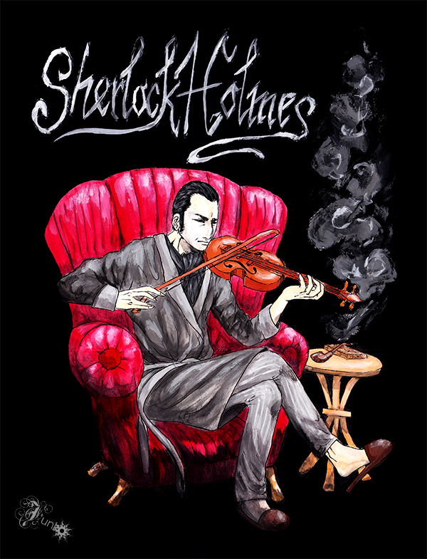 Illustration: 'Sherlock Holmes playing violin' 1