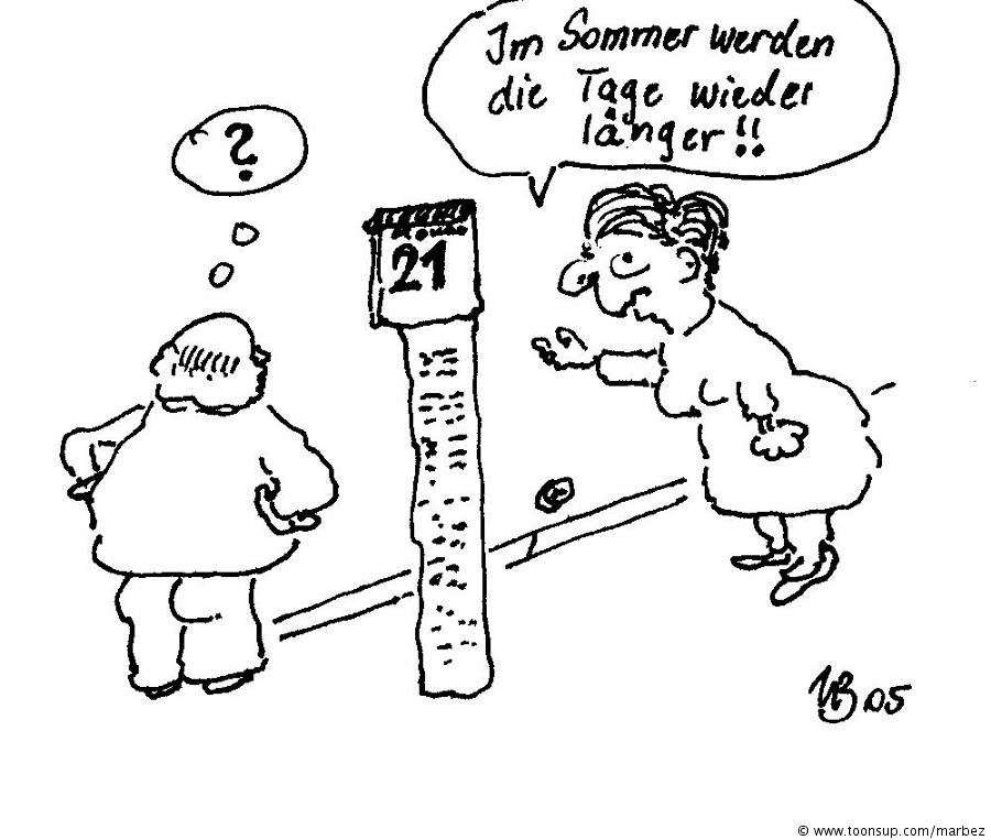 Cartoon Im Sommer werden die Tage wieder länger Toonsup