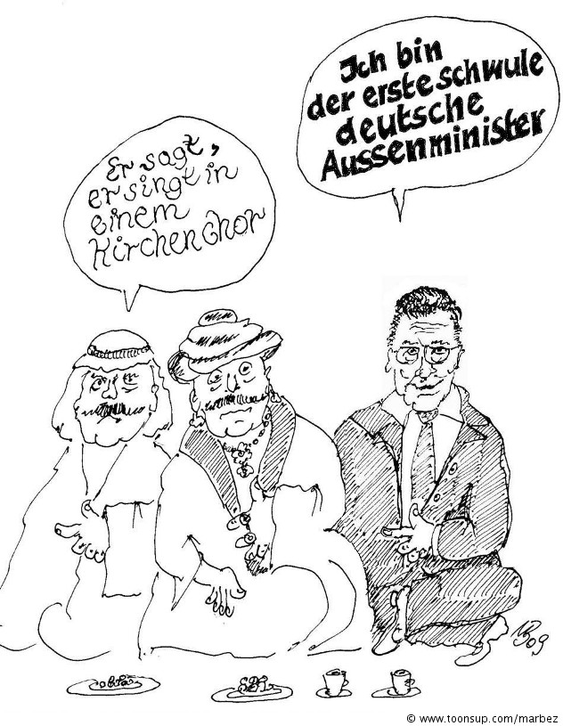 Cartoon: Erster schwuler deutscher Aussenminister 1