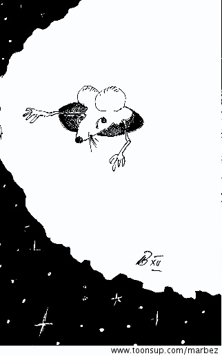 Cartoon: Weisse Maus in schwarzem Loch 1