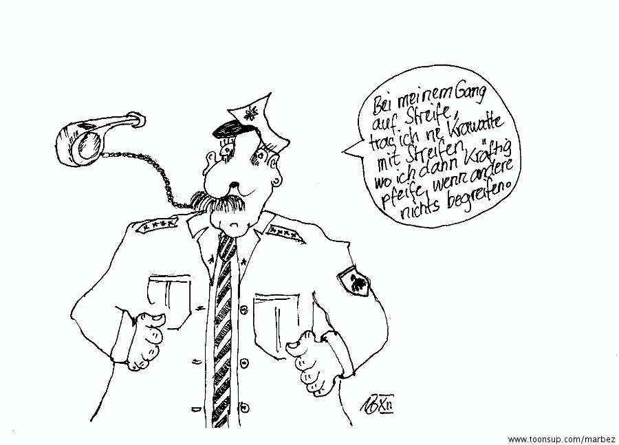Cartoon: Streifenbeamter (gestreift auf Streife) 1