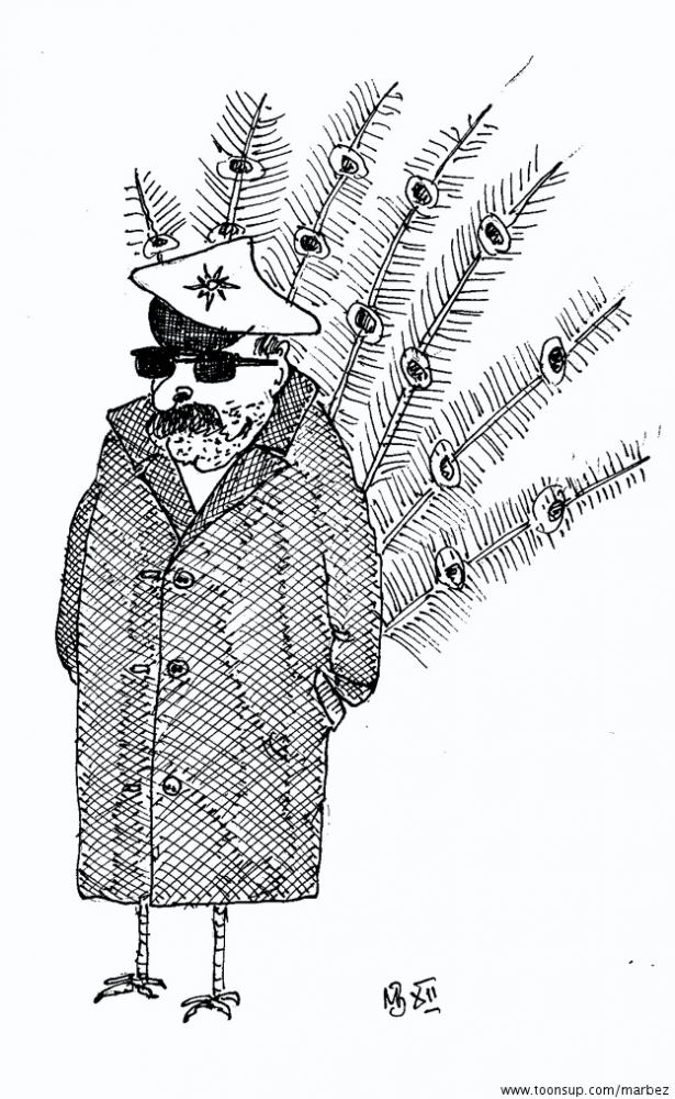 Cartoon: Pfau-Mann der Polizei 1
