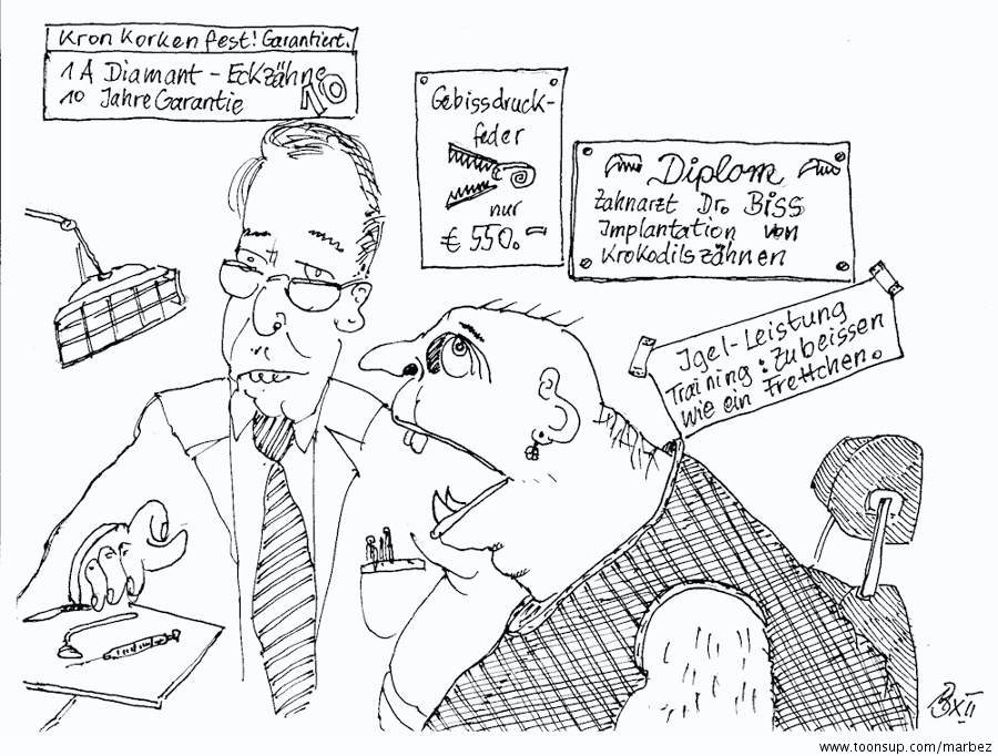 Cartoon: IGEL Leistungen beim Zahnarzt 1