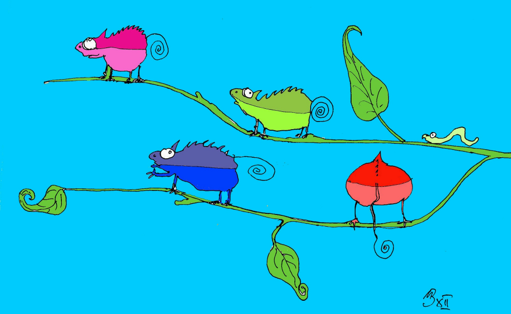 Cartoon: Betriebsausflug der Chamäläons (Schreibweise n. Gefühl...) 1