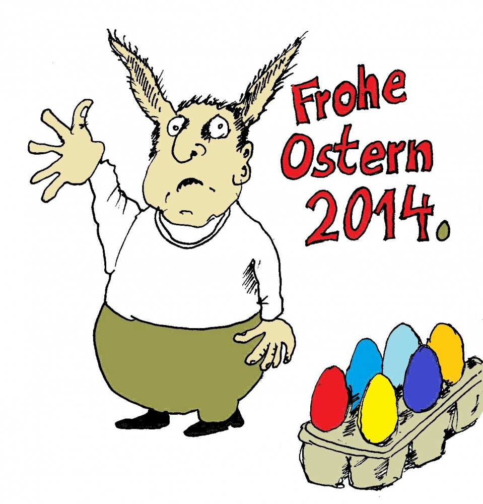 Cartoon: Der Eiermann wünscht 'Frohe Ostern'. 1
