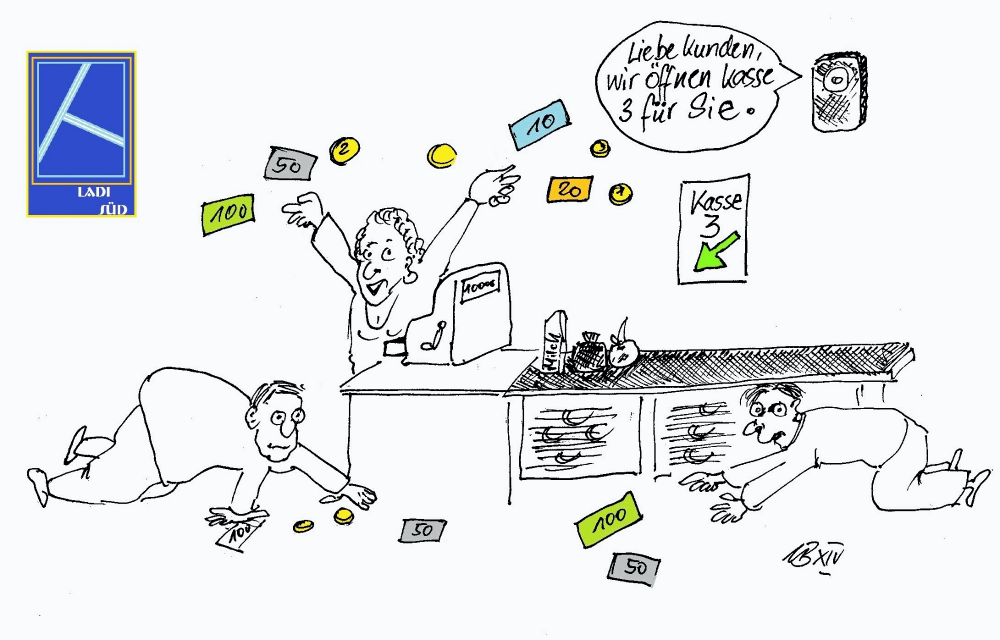 Cartoon: Kassenöffnung für Kunden 1