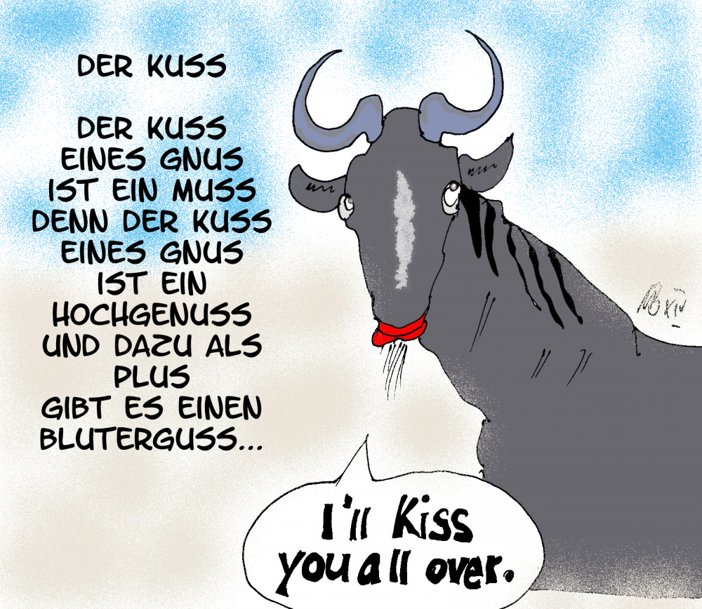 Cartoon: Der Kuss des Gnus 1
