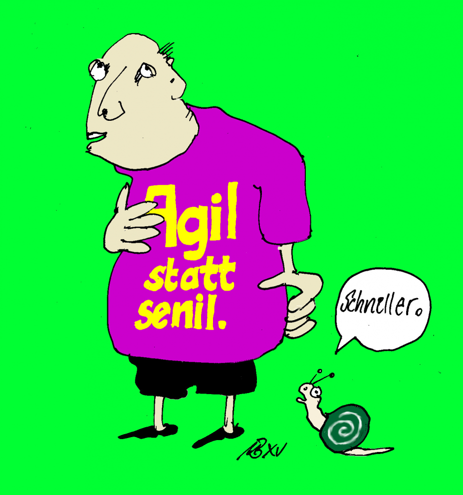 Cartoon: Agil statt senil. 1
