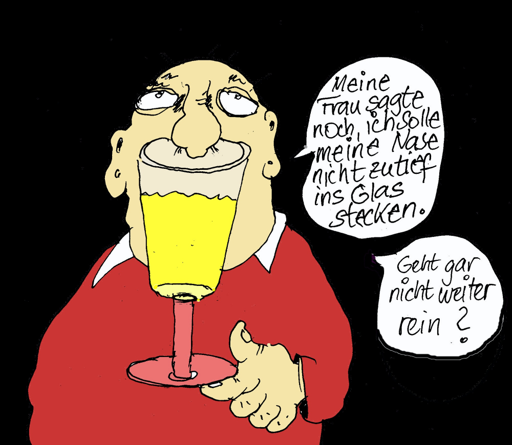 Cartoon: Nase im Glas 1